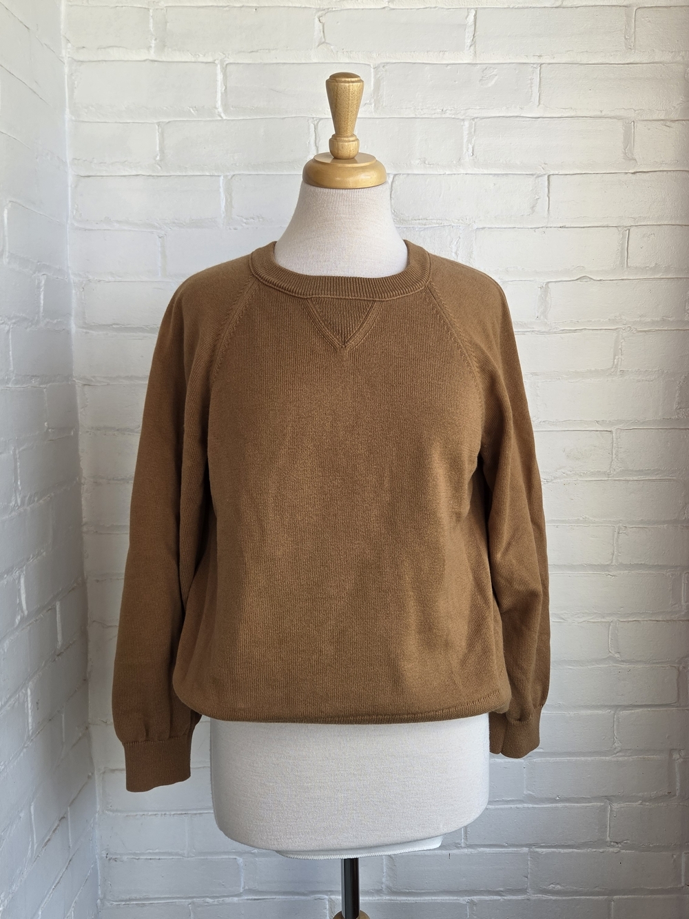 J. Crew Brown Camel Cotton Cashmere Crewneck Sweatshirt Sweater Size Medium